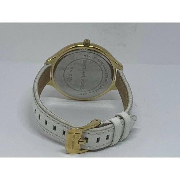 Michael Kors MK3179 Womens White Leather Analog Ch main image 2